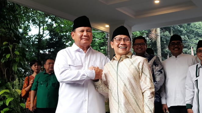Ketum Gerindra Prabowo Subianto dan Ketum PKB Muhaimin Iskandar di Kertanegara